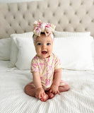 PUT A BOW ON IT ~ BAMBOO ZIPPIE SHORT ROMPER (TTS)