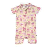 PUT A BOW ON IT ~ BAMBOO ZIPPIE SHORT ROMPER (TTS)