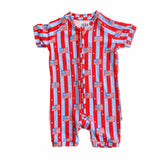 BAMBOO ZIPPIE SHORT ROMPER ~ ALL AMERICAN DREAMS