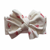 Wrapped In Ribbon ~ Dainty Red Bows on White Ribbed